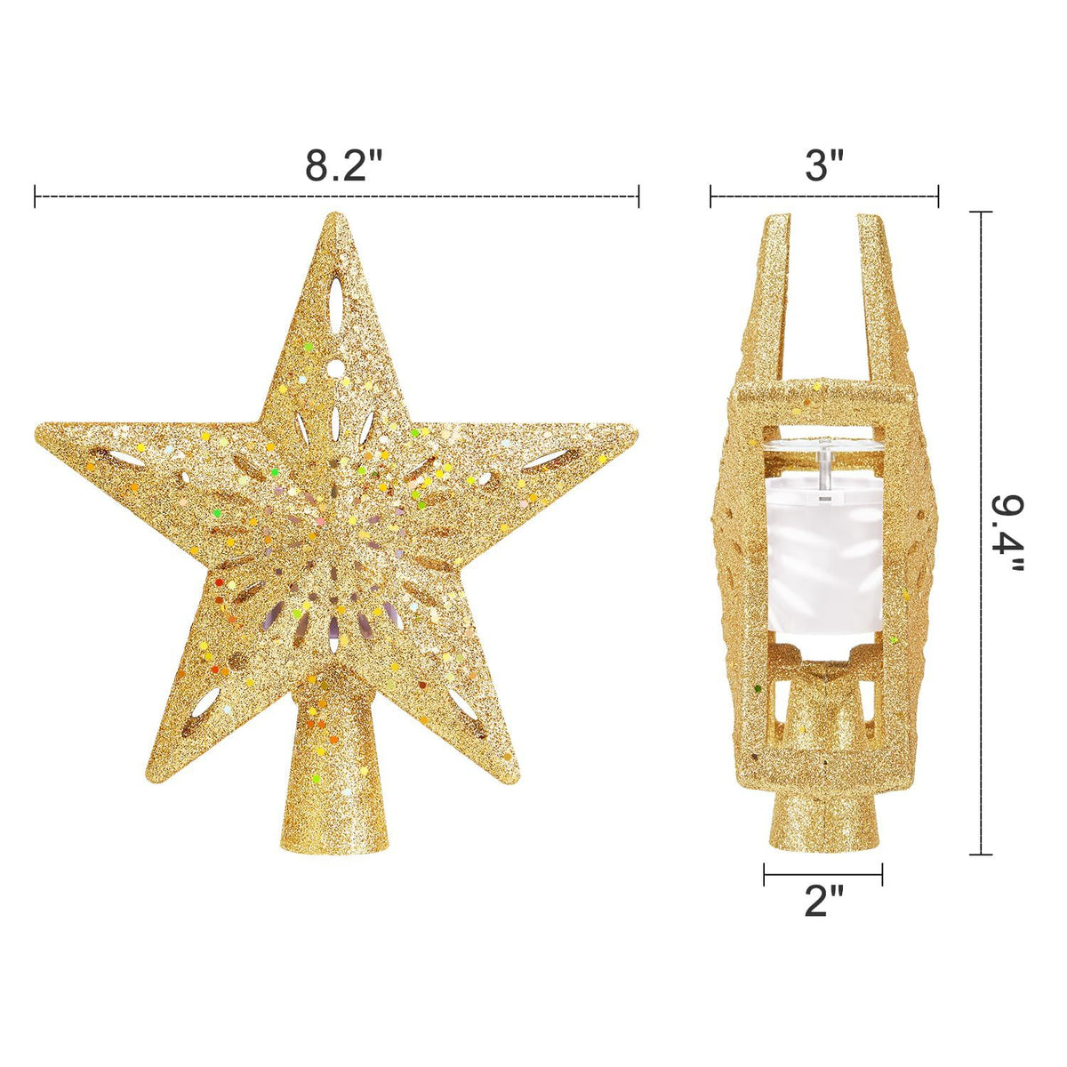 GlowStar Gold Star tree topper projector