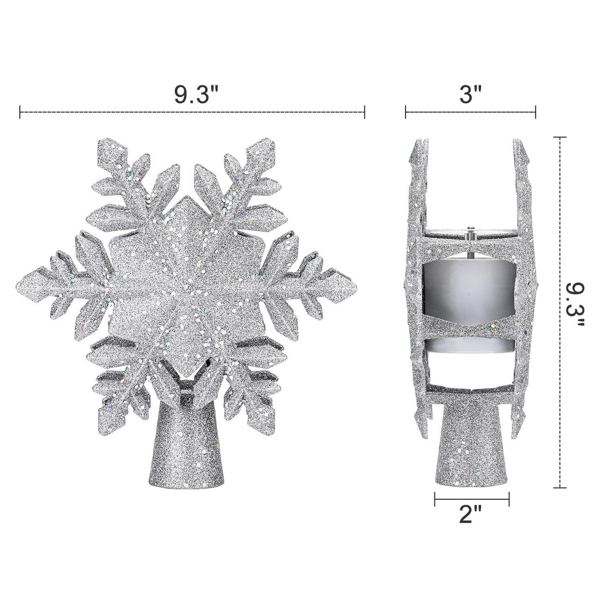 GlowStar Silver Snowflake tree topper projector